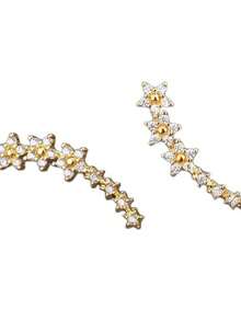 2pcs Elegant Style Ear Cuff Earrings Diamond Inlaid Minimalist Design Seven-Star Curved Ear Studs - A - View 7
