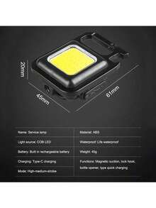 1pc Mini Keychain Light, Multi-Function Portable Handheld Light, Mini Flashlight, Outdoor Strong Magnetic Work Light, Key Light - Black - View 6