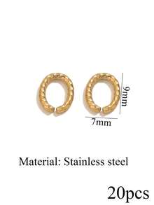 20 st ovala och runda tvinnade hoppringar i rostfritt stål, 18K guldbelagda, för DIY-smyckestillverkning av halsband och armband - vrid krans - Visa 12