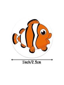 500pcs/Roll Ocean Fish Doodle Stickers, 1 Inch Round, 16 Kinds Of Animals Including Crab, Turtle, Fish, Jellyfish, Dolphin, 2 Sty, First Day Of School - Multicolor - View 7
