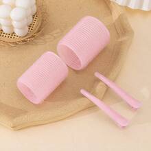 41pcs/Set Pink All-In-One Heatless Curling Rod Set, No Heat Required, No Curling Iron Needed, Quickly Create Bouncy Long-Lasting Curls. Set Includes Multiple Sizes Of Curling Rods, Can Create All Styles From Tight Curls To Voluminous Waves. - Pink - View 13