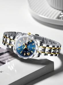 Jam Tangan Wanita Hadiah Fashion Kasual Berhiaskan Berlian Imitasi, Dial Angka Romawi, Jam Tangan Gelang Kuarsa Elegan (1 buah/Set) Kotak Jam Tangan Tidak Termasuk - MultiWarna - View 6