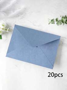 20pcs/50pcs - Fashionable High-End Fog Blue Flap Envelopes, Blank Envelopes, Suitable For Party, Wedding, Thank You Letter, Invitation, Birthday Greeting, Father's Day, Teacher's Day, Independence Day Occasions. - Foggy Blue Blank Envelope - View 9