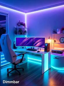 1 捲 5050 RGB LED 智慧電視燈條，柔性自黏式變色可調光，適用於電視背景、遊戲室、聖誕節、節日派對、情人節裝飾與氛圍照明 - 彩色 - 查看 10