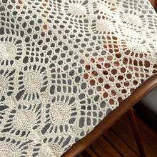 1PCPolyester, Hand Crocheted Look, Geometric Small Diamond Pattern, Delicate Openwork, Bohemian Style Tablecloth, Table Runner, Placemat, Table Cover, Fireplace Throw Perfect For Home Decor, Family Gatherings, Holiday Decorations, And Outdoor Picnics - Khaki - View 2