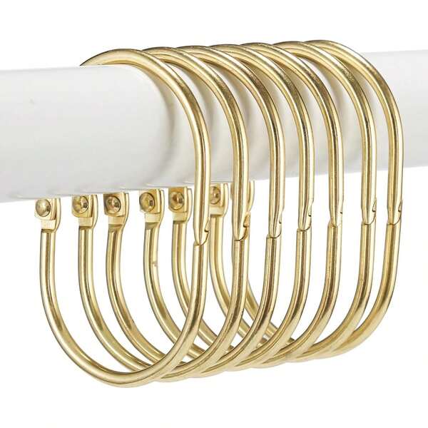 Anillos para cortina de ducha, ganchos de cortina de ducha de metal negro, anillos de cortina de ducha ovalados con cierre a presión, anillos de cortina de ducha a prueba de óxido, ganchos de ducha que se deslizan suavemente para barra de cortina de ducha