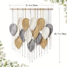 1pc Large Macrame Wall Hanging, Boho Style Wood Bead Tassel Woven Wall Decor, Handmade Woven Wall Tapestry For Background, Headboard, Room Decor - Multicolor - View 20