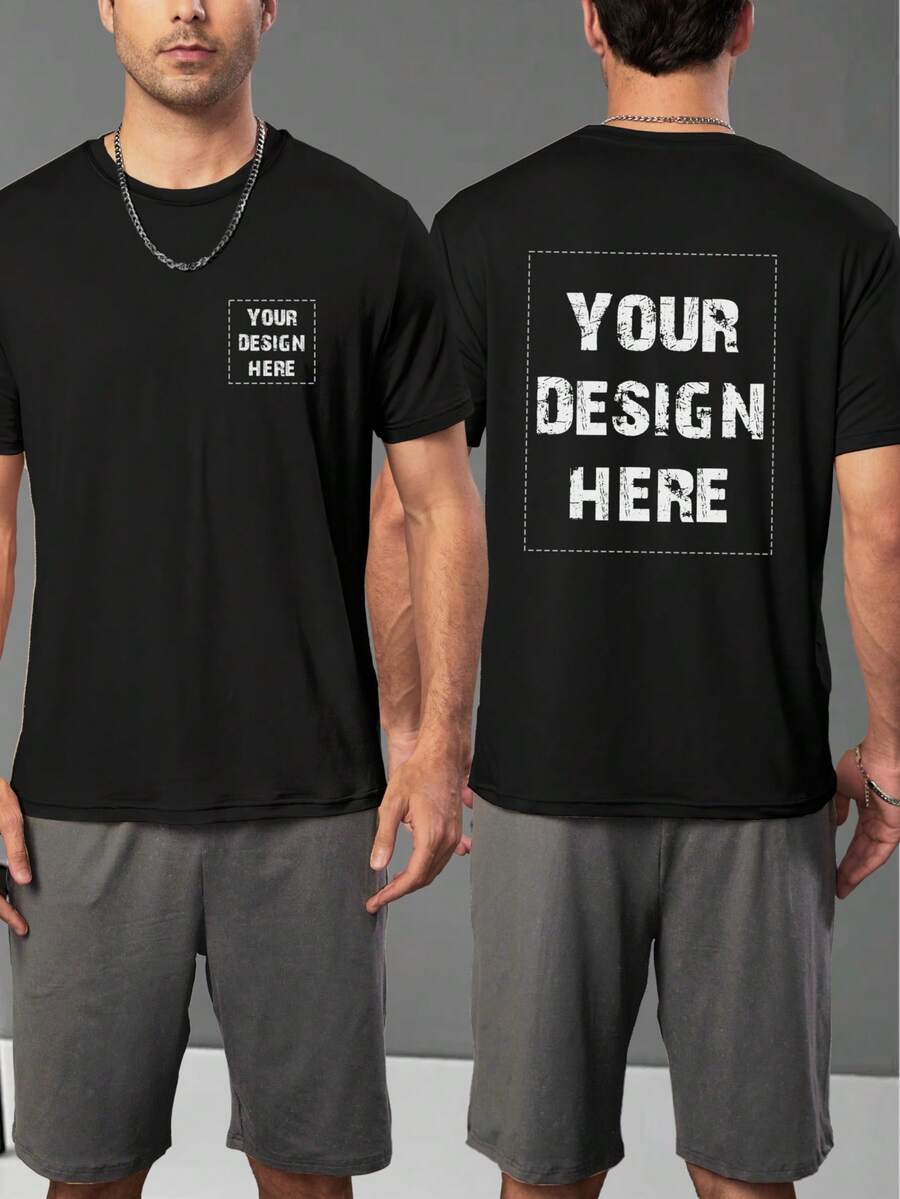 Men's T-Shirt, Personalized Customization, Summer And Autumn Styles, Work Clothes,Valentine's Day/Birthday/Anniversary Gifts Sports Black, Graphic Tee - Black - View 1