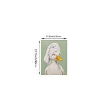 1pc Funny White Duck Wearing Head Towel Wall Art Canvas Poster Prints Oil Painting Artwork Picture Giclee Print Cute Animal Bathroom Restroom Bedroom Green Background Home Decoration Decors Unframed/Framed/Wooden Hanging - Pattern - View 17