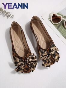Cute Bow Square Toe Ballet Flats For Women, Faux Suede Soft Cushioned Insole Slip On Casual Shoes, Fashion Daily Office Walking Flat Pumps - Brown - View 6