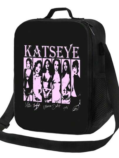 Katseye Girls Insulated Lunch Bag, Fashionable Travel Picnic Bag, Portable Thick Aluminum Foil Tote Bag, Suitable For Office, School, Travel, Holidays, Best Gift For Teachers, Best Christmas Gift For Teachers