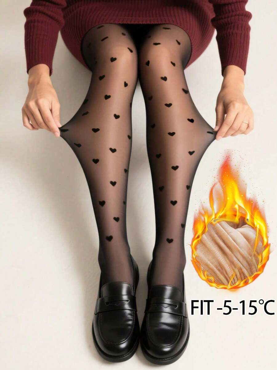 Medias de mujer de 220g engrosadas y cálidas, leggings de nylon de alta elasticidad, transparentes, de cintura alta y sexys, adecuadas para -10-10°C con forro polar - Negro - Ver 1
