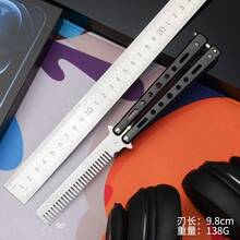1pc Butterfly Folding Comb, Portable Metal Comb With Pointed Tip, Metal Folding Butterfly Practice Comb Suitable For Teenagers, Multi-Color Colorful Alloy Hollow Portable Fidget Comb, Smooth Opening And Closing For Practice Tricks, Daily Hair Combing Fingertip Stress Relief Toy, Commuting Portable Fidget Item, Niche Leisure Stress Relief Gift - Multicolor - View 8