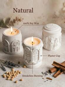 1pc Roman Relief Candle Cup Mixed Soy Wax Candle, Romantic And Cute, Perfect Home Decor For Autumn And Winter, Ideal Gift For Friends And Loved Ones. Suitable For Friends Gathering, Wedding, Yoga And Spa, Creates Romantic Candlelight Dinner Atmosphere, Also Can Be Used As Birthday Candle - 1PC - View 3