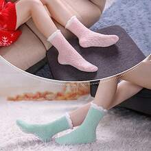 LINEMIN Non-Slip Fuzzy Socks For Women - Cozy Hospital Soft Fluffy Socks With Grips - Winter Warm Slipper - 5 Pairs Mix Patchwork Fuzzy Socks - View 4