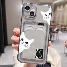 Süße schwarze Katze transparente Handyhülle für iPhone 17 16 15 14 Pro Max 13 12 11 XS X 7 8 Plus 16e 17e Geldbörse Kartenhalter Tasche Abdeckung - 2 - Übersicht 1