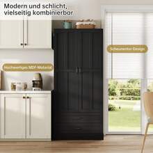 Kitchen Cabinet With 3 Sliding Shelves, Drawers, And A Tall Double-Door Pantry With Door Shelves For Kitchen, Dining Room, And Living Room - 查看 6