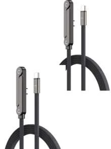 2入 90度 PD Type-C 快充數據線附手機支架，相容 iPhone 17/16/15 及所有 Type-C 手機，240W 快充 - 黑色*2 - 查看 9