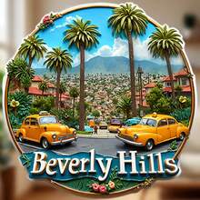 Palm-Framed Vintage Car And Hillside Retreat Magnet Where Every Winding Road Holds A Silent Star Story Keepsake For All Metal Surfaces Throughout The Home - A - View 6