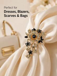 1pc Women's Floral Brooch, Luxury Palace Style Crystal Vintage Elegant Corsage, Fashionable Versatile Anti-Glare Pin, Perfect Gift - Multicolor - View 5