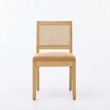 Rattan Dining Chairs Set Of 2, Farmhouse Kitchen Chairs With Cane Back, Mid-Century Modern Side Chairs With Natural Hardwood Frame - Tan - View 2
