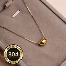 1pc 304 Stainless Steel Box Chain Bean Pendant Necklace, Minimalist Personalized Fashion Design, Suitable For Holiday, Birthday And Daily Wear - Multicolor - View 6