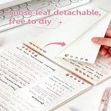 High Quality Notebook, 60 Pages/120 Pages Vintage Grid Flip Notebook With Detachable Grid Paper Notepad, Suitable For Student Learning Supplies. - Notebook - View 1