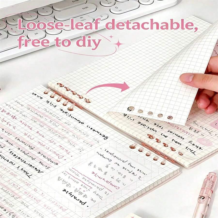 High Quality Notebook, 60 Pages/120 Pages Vintage Grid Flip Notebook With Detachable Grid Paper Notepad, Suitable For Student Learning Supplies. - Notebook - View 1