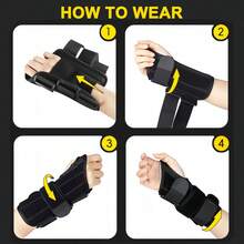 Wrist Support Brace, Nighttime Support, With 4 Support Bars, Adjustable, Suitable For Women And Men, Left And Right Hands - Black - View 9