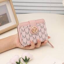Vintage M Letter Short Wallet For Women, Multi-Function Card Holder With Multiple Slots And Zipper Coin Purse - Multicolor - View 4