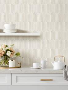 4pcs/10pcs/20pcs Fish Scale 2D Self-Adhesive Wall Stickers DIY Wall Tiles Removable Waterproof Wall Decals Suitable For Kitchen Bathroom Background Wall Decoration, Refresh Your Home - Apricot - Semi-circular Tile Wall Sticker - View 3