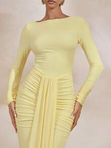 Women's Elegant Long Dress, Fitted Long Sleeve Mermaid Skirt, Suitable For Weddings, Evening Parties, Cocktail Parties And Other Formal Occasions - Yellow - View 6