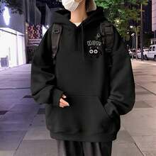 American-Style Hooded Sweatshirt For Men And Women, New Spring And Autumn Loose-Fit Pullover Long-Sleeve Top, Simple  Thickened Jacket - 黑色 - 查看 3