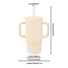 Silicone Large Capacity Straw Cup With Handle, Kids Anti-Drop Learning Cup, INS Macaron Solid Color Portable Water Cup - Multicolor - View 10