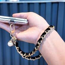 1pc Woven Gold Chain Phone Lanyard, Short Anti-Loss Phone Lanyard With Phone Patch, Durable Fashionable Phone Lanyard Anti-Loss Phone Lanyard Accessory, Suitable For All Smartphones - Multicolor - View 8