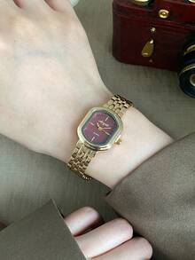 1件裝 精緻奢華女款金色手鍊石英手錶，小巧耐用，適合送禮或日常配戴 - 金色 - 查看 4