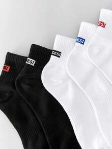 5 Pairs Men's Cotton Socks, Thin Mid-Calf Solid Color Sports Socks, Spring/Summer, Antibacterial, Breathable, Moisture-Wicking, Odor-Resistant - Multicolor - View 4