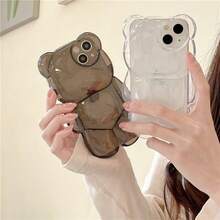 Casing Ponsel Beruang Kartun Lucu dan Bergaya dengan Desain 3D yang Memberikan Perlindungan untuk Bagian Tepi, Kamera, dan Panel Belakang. Tahan Benturan dan Tahan Lama, Sangat Cocok untuk Penggunaan Sehari-hari. Cocok untuk iPhone 11/12/13/14/15/16/17, Pro, Pro Max, Plus/17promax - Clear - View 4