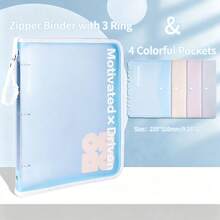 Zipper Loose Leaf File Bag With 3 Ring , Soft PVC Binder, Single Piece Or With Colorful Pockets Set - Large Capacity Cute Folder For School, Office & Home Use​ - Sets - View 14