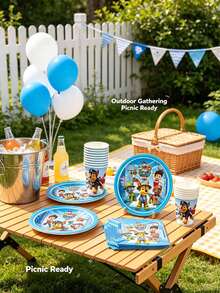Paw Patrol 汪汪隊主題生日派對裝飾套組，一站式派對用品組合，包含橫幅、桌布與拍照道具的完整派對用品，適合生日慶祝與各種節日派對 - 彩色 - 查看 6