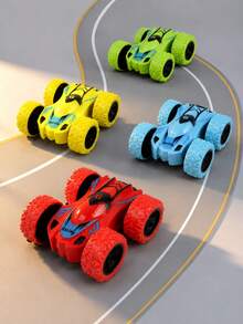 4WD Double-Sided Inertia Stunt Car, Friction Powered 360° Rotating Off-Road Racing Toy, Vibrant Mixed Colors, Durable Anti-Drop Rounded Edges, Battery-Free, Suitable For Toddlers, Children, Boys And Girls Indoor And Outdoor Play, Birthday Gift, Halloween Gift - Multicolor - View 4