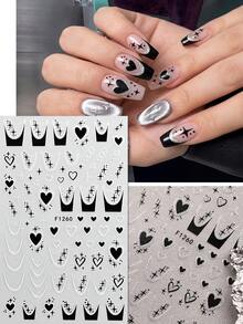 QIANJIKU 3 feuilles d'autocollants pour ongles Halloween avec imprimé léopard pailleté argenté en forme de flamme et de cœur, style français Y2K gothique doux et cool, décoration d'art pour ongles, convient pour les festivals de musique, la rentrée scolaire, les fêtes, fournitures pour artistes de manucure - Multicolore - Voir 3