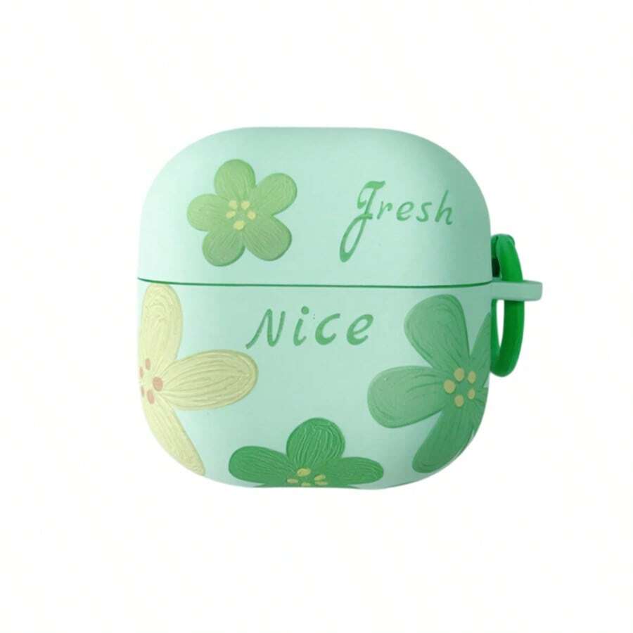 1pc Fresh Oil Painting Green Shockproof Earphone Case Compatible With Huawei FreeBuds Se2/Se3/Se4/5i/6i/7i/Freeclip2/2 Collector's Edition/Pro3/Pro4 Wireless Earbuds Protective Cover