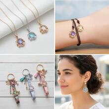 6/10 piezas Colgantes de estrella de resina con purpurina iridiscente e incrustaciones de strass en forma de luna, hallazgos para hacer joyas DIY para pulseras, collares y pendientes - Estrella - Ver 7