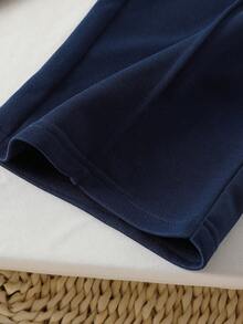 Young Girl Bowknot Print Stand Collar Sweatshirt And Pants Casual Set - Royal Blue - View 7