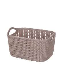 5/3/1pc Minimalist Aesthetic Macaron Color Plastic Rectangular Woven Texture Open Storage Basket, Dual Handle Stackable Snack Storage Box, Kitchen Bathroom Closet Desktop Cosmetic Sundries Organizer Box, Daily Use - Multiple Colors and Styles - View 7