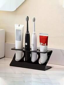 Estantería de almacenamiento multifuncional para baño con soporte para cepillo de dientes, estantería de almacenamiento con drenaje multifuncional, adecuada para la organización de la encimera del baño y la cocina, elegante y práctica - Multicolor - Ver 1