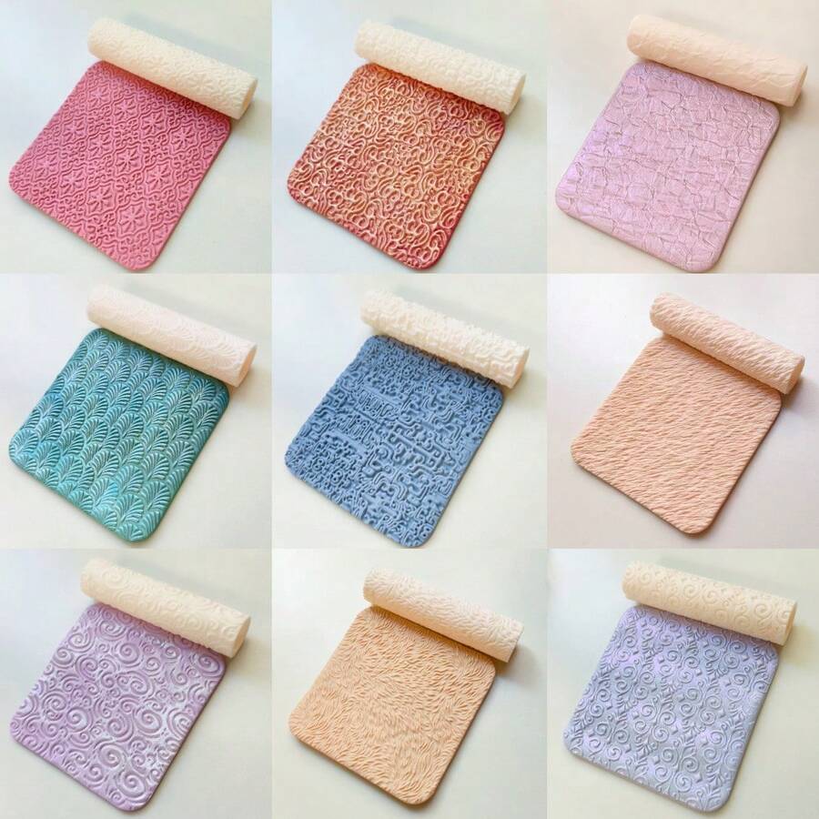 Various Textured Rollers, Palm Leaves, Vortex Abstract Pattern Embossing Roller Tools, Suitable For DIY Earrings Tools - Texture Roller - View 1