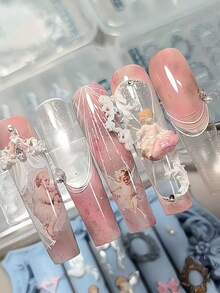 1件復古捲軸圖案法式巴洛克框架 3D 浮雕美甲矽膠模具 - 無色 - 查看 8