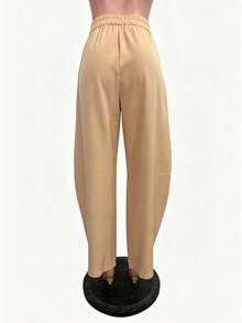 Women's Solid Color Casual Versatile Daily Wear Curved Leg Pants - Apricot - View 6
